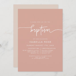MARLO Boho Blush Pink Baptism Uitnodiging
