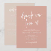 MARLO Boho Blush Roze Drink in Love Bachelorette Kaart (Voorkant / Achterkant)