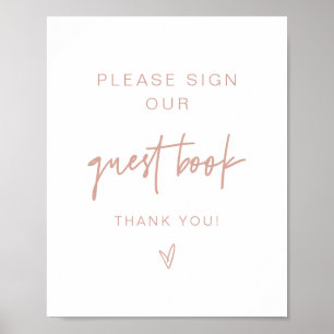 MARLO Boho Blush Roze en Beige gastboek bord Poster