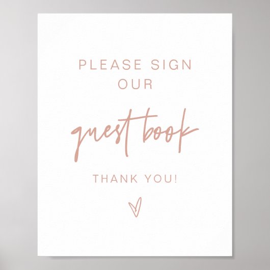 MARLO Boho Blush Roze en Beige gastboek bord Poster (Voorkant)