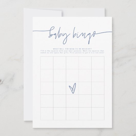 MARLO Boho Dusty Blue Baby shower Bingo Game Card Kaart (Voorkant)