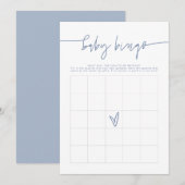 MARLO Boho Dusty Blue Baby shower Bingo Game Card Kaart (Voorkant / Achterkant)