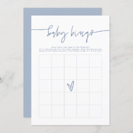 MARLO Boho Dusty Blue Baby shower Bingo Game Card Kaart