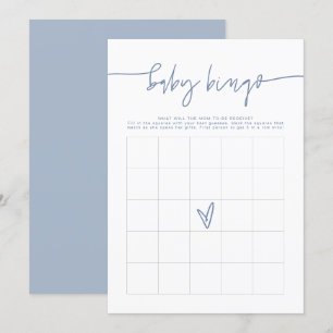 MARLO Boho Dusty Blue Baby shower Bingo Game Card Kaart