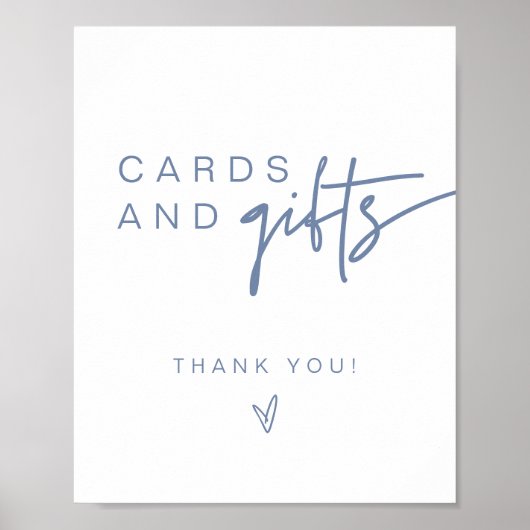 MARLO Boho Dusty Blue Cards & Gifts Sign Poster (Voorkant)