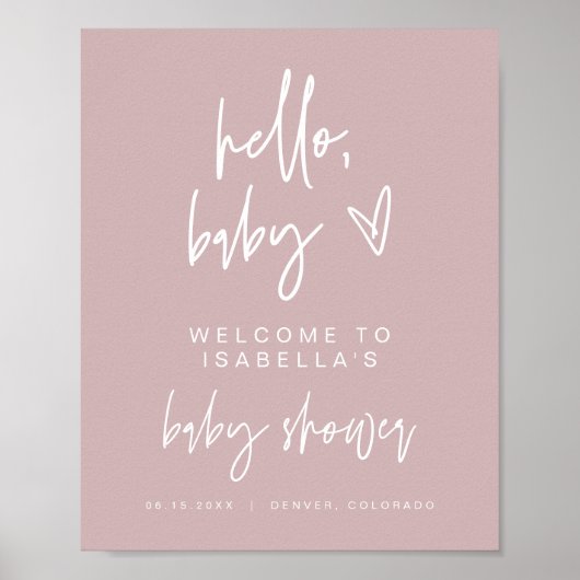 MARLO Boho Dusty Roos Baby shower Welkomstwoord Po Poster (Voorkant)