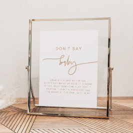 MARLO Boho Earth Toned Beige Don't Say Baby Sign Poster