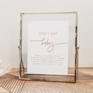 MARLO Boho Earth Toned Beige Don't Say Baby Sign Poster