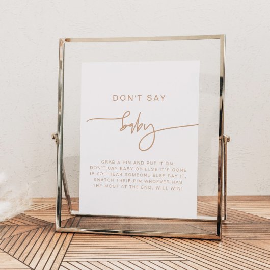 MARLO Boho Earth Toned Beige Don't Say Baby Sign Poster