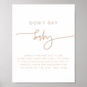 MARLO Boho Earth Toned Beige Don't Say Baby Sign Poster (Voorkant)