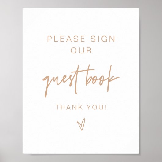 MARLO Boho Earth Toned Beige Guestbook Sign. Poster (Voorkant)