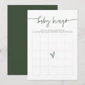 MARLO Boho Forest Green Baby shower Bingo Kaart (Voorkant / Achterkant)