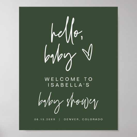 MARLO Boho Forest Green Baby shower Welcome Poster (Voorkant)