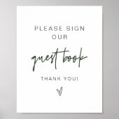 MARLO Boho Forest Green Guestbook Sign Poster (Voorkant)