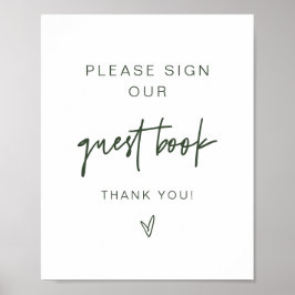 MARLO Boho Forest Green Guestbook Sign Poster