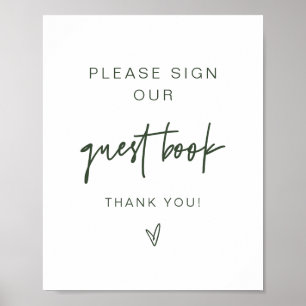 MARLO Boho Forest Green Guestbook Sign Poster