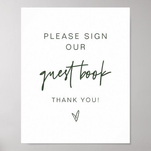 MARLO Boho Forest Green Guestbook Sign Poster (Voorkant)