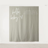 MARLO Boho Hallo Sage Green Baby shower Tapestry Wandkleed (Voorkant)