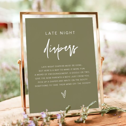 MARLO Boho Olijfgroene Late Night Luierspel Poster