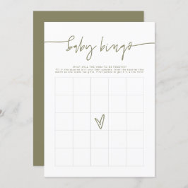 MARLO Boho Olive Green Baby shower Bingo Kaart