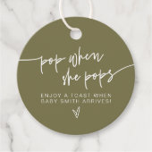 MARLO Boho Olive Green Pop als ze Pop Bedankjes Labels (Voorkant)