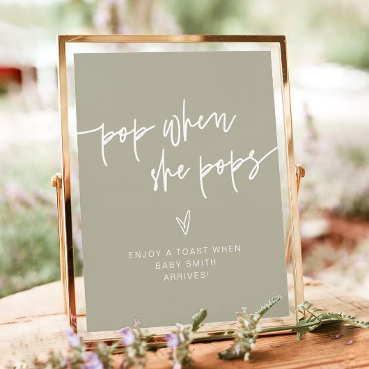 MARLO Boho Sage Groene Pop When She Pops Bord Poster