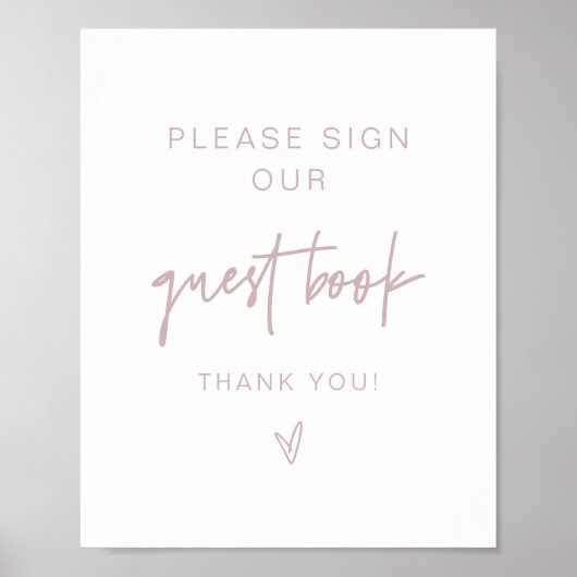 MARLO Boho Stof Roze Roze Guestbook Bord Poster (Voorkant)