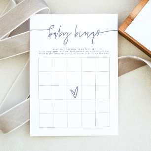 MARLO Boho Stofblauwe Baby Shower Bingo Spelkaart Kaart