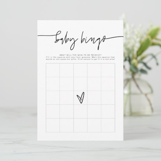 MARLO Bold Contemmodern Baby shower Bingo binnen Kaart (Staand voorkant)