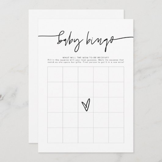 MARLO Bold Contemmodern Baby shower Bingo binnen Kaart (Voorkant / Achterkant)