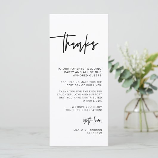 MARLO - Contemmodern weddenschap - Bedankt Menu (Staand voorkant)