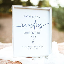 MARLO Dusty Blue Hoeveel Snoepjes Baby shower game Poster