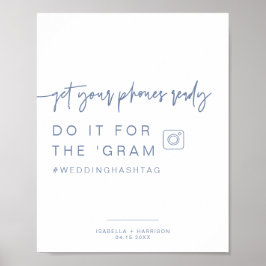 MARLO Dusty Blue Instagram Hashtag Weddenschap Poster