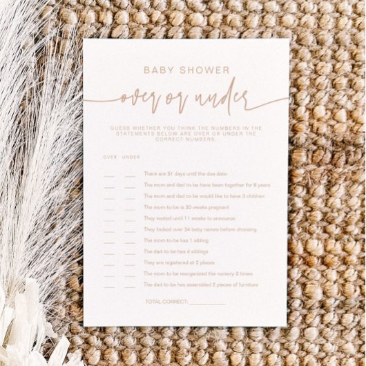 MARLO Earth Tones Boho Over Under Baby Shower Spel Kaart
