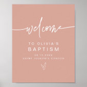 MARLO Modern Blush Pink Baptism WelkomstPoster Poster (Voorkant)