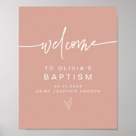 MARLO Modern Blush Pink Baptism WelkomstPoster Poster