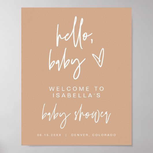 MARLO Modern Bohemian Beige Baby shower Welkom Poster (Voorkant)