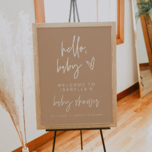 MARLO Modern Bohemian Beige Baby shower Welkom Poster