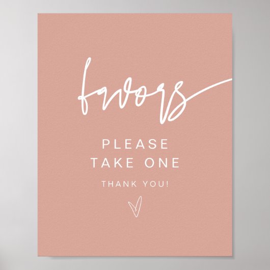 MARLO Modern Boho Blush Pink Favors Sign Poster (Voorkant)