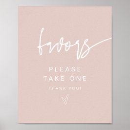 MARLO Modern Boho Blush Pink Favors Sign Poster