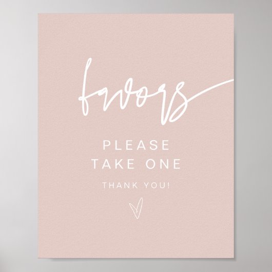 MARLO Modern Boho Blush Pink Favors Sign Poster (Voorkant)
