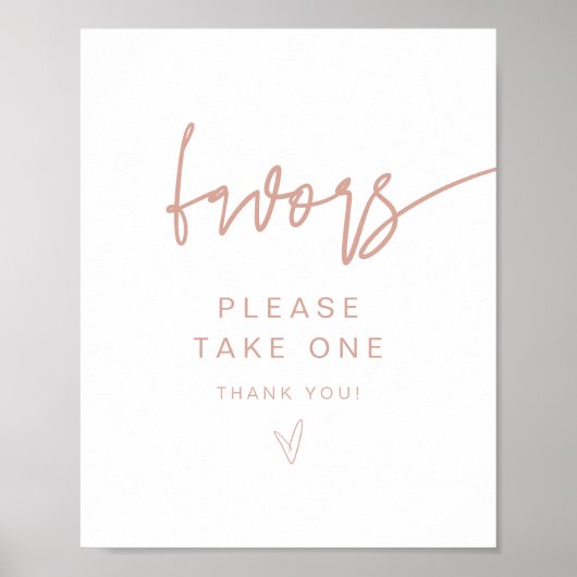MARLO Modern Boho Blush Pink Favors Sign Poster (Voorkant)
