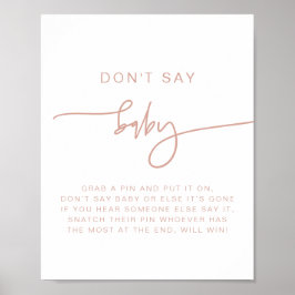MARLO Modern Boho Blush Pink zegt geen Baby Poster