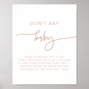 MARLO Modern Boho Blush Pink zegt geen Baby Poster