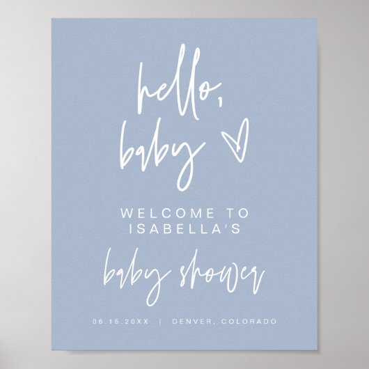 MARLO Modern Boho Dusty Blue Baby shower Welkom Poster (Voorkant)