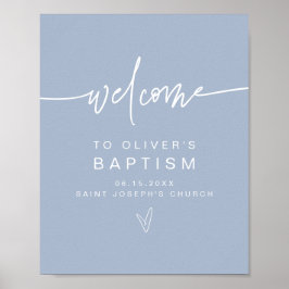 MARLO Modern Boho Dusty Blue Baptism Welkom Poster