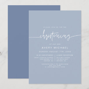 MARLO Modern Boho Dusty Blue Boy Christening Kaart