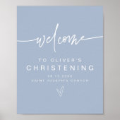 MARLO Modern Boho Dusty Blue Christening Welkom Poster (Voorkant)