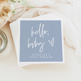 MARLO Modern Boho Dusty Blue Hallo Baby shower Servet