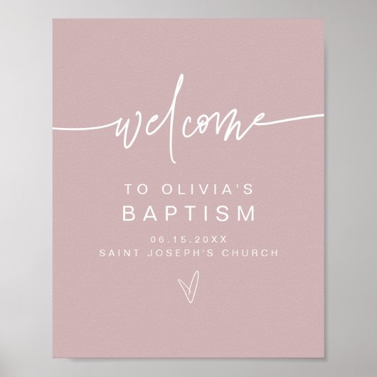 MARLO Modern Boho Dusty Roos Baptism Welkom Poster (Voorkant)